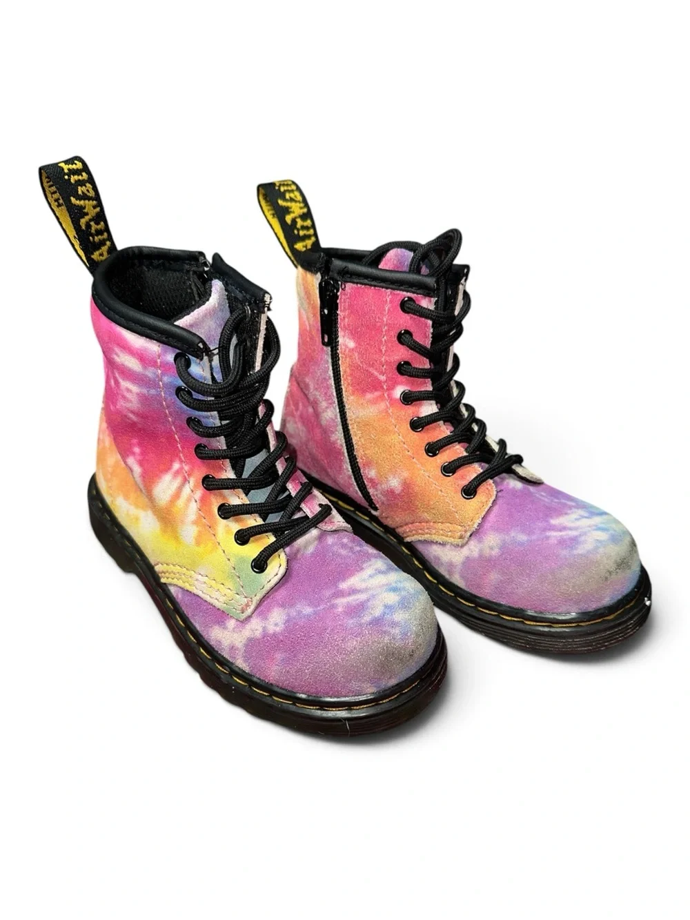 Dr. Martens Little Kids' 1460 Suede Tie-Dye Lace-Up Boots with Zipper Sides